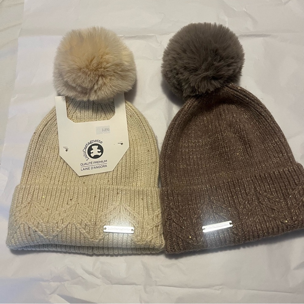 Cozy Kids' Knit Beanie Set with Pom Poms one size
